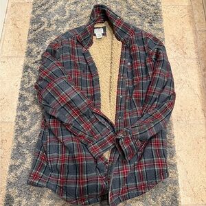 L.L Bean Plaid Sherpa-Lined Flannel Shirt/Jacket- Size L